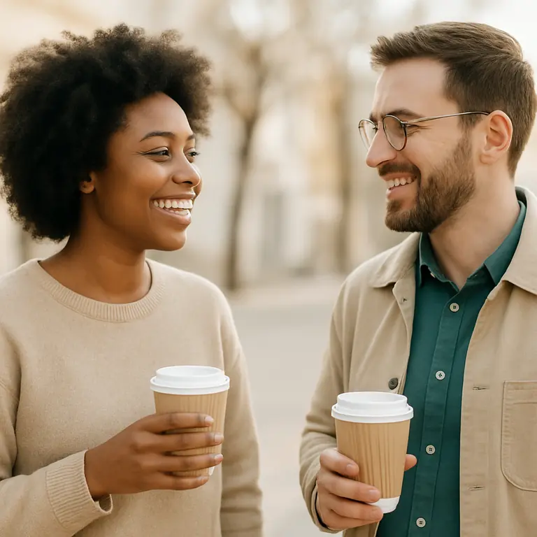 Dos personas conversando en una comunidad bilingüe